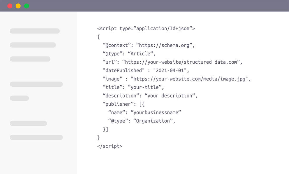 schema markup in code editor illustration by Quiet and Loud Design